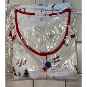 Lake Pajamas Pima Maternity Long Long Set Night Before Christmas NEW NWT S $138